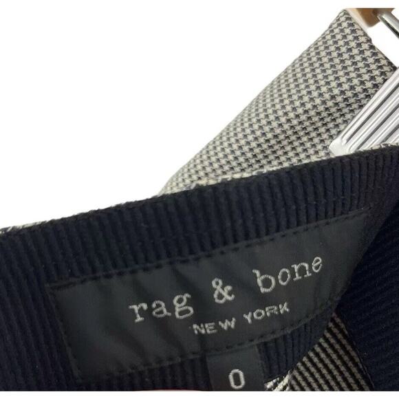 Rag & Bone Skinny Ankle Pants Black White Cropped Size 0 Herringbone Office - Picture 11 of 12